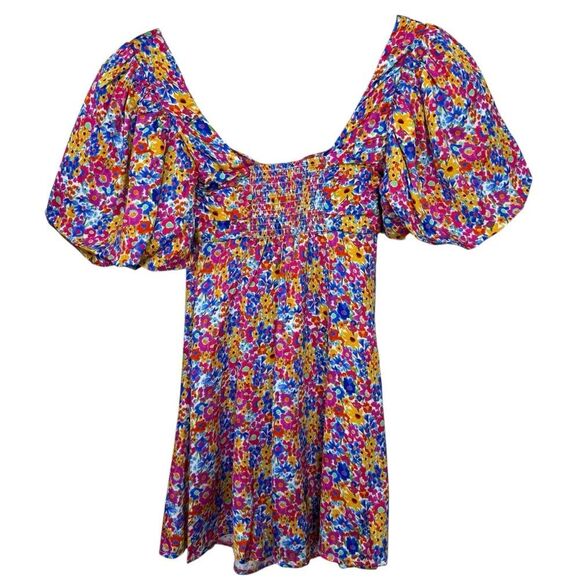 NEW For Love and Lemons Sasha Mini Dress Blue Dizzy Floral Size XS - Picture 6 of 10